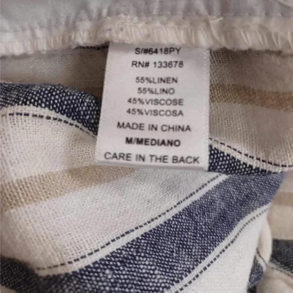 Love  Tree Linen Blend Striped Pants Size Medium - Picture 7 of 8